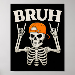 Póster Rock Del Skeleton En Bruh Halloween Para Niños Mas
