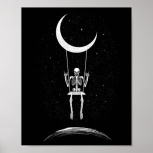 Póster Rock En Skeleton Moon Rock And Roll Hombres Mujere
