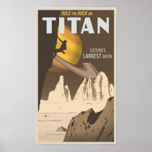 Póster Rock escalando en Titán, una luna de Saturno