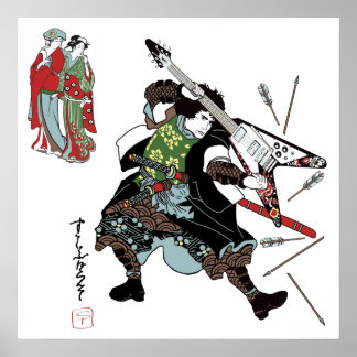 Póster Rock Guitar Samurai - Poster de guitarra