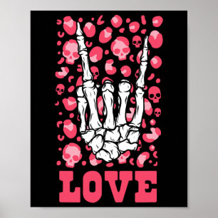 Póster Rock Hand Love Skull Día de San Valentín Hombres M