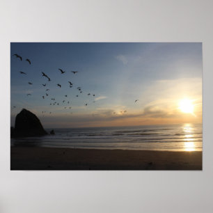 Póster Rock Haystack, Oregón de Playa Cannon