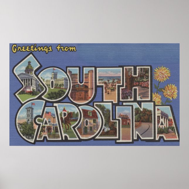 Póster Rock Hill, South Carolina - Large Letter Scenes (Frente)