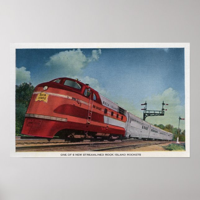 Póster Rock Island Rocket Streamlines Train (Frente)