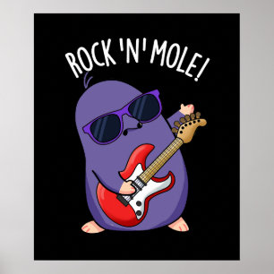 Póster Rock N Mole Gracioso Animal Pun Dark BG