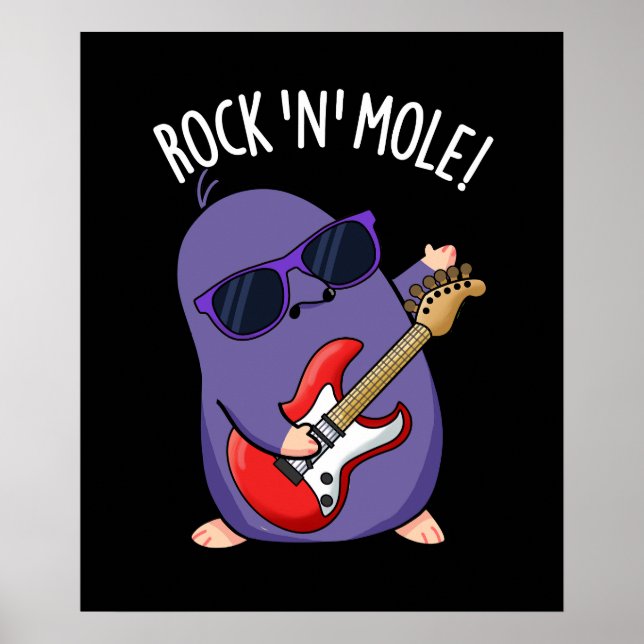 Póster Rock N Mole Gracioso Animal Pun Dark BG (Frente)