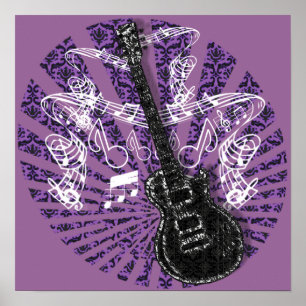 Póster Rock N Roll de Hoja de Vintage