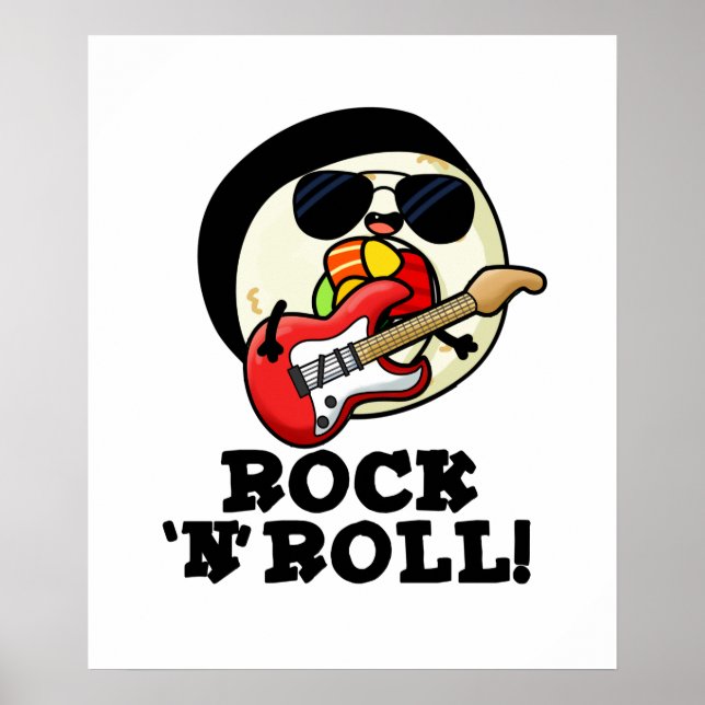 Póster Rock n Roll Funny Sushi Roll Pun (Frente)