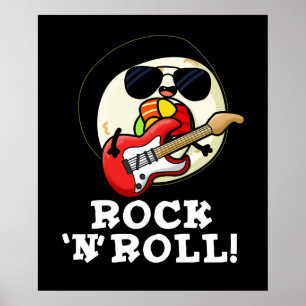 Póster Rock n Roll Funny Sushi Roll Pun Dark BG