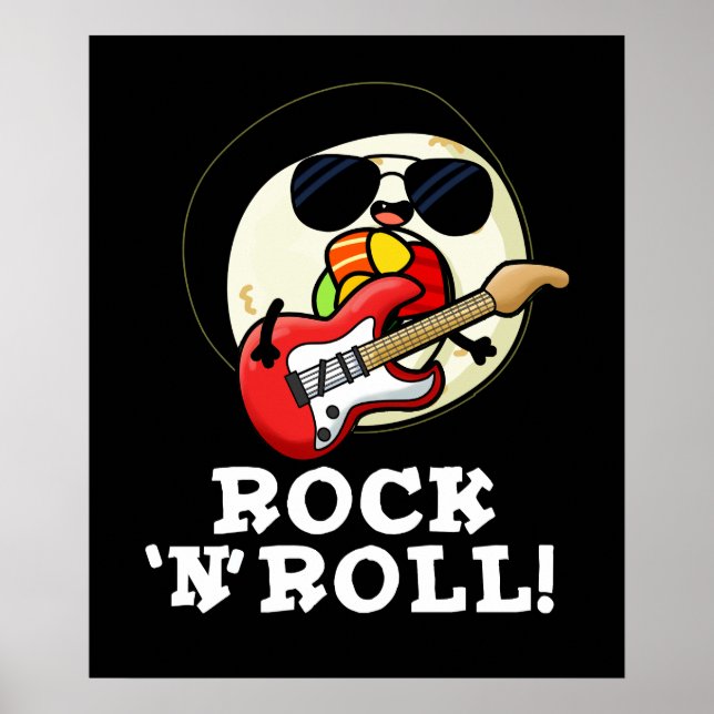 Póster Rock n Roll Funny Sushi Roll Pun Dark BG (Frente)