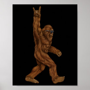Póster Rock On Bigfoot Sasquatch Ama Rock And Roll Sung