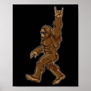 Póster Rock On Bigfoot Sasquatch Ama Rock And Roll Sung