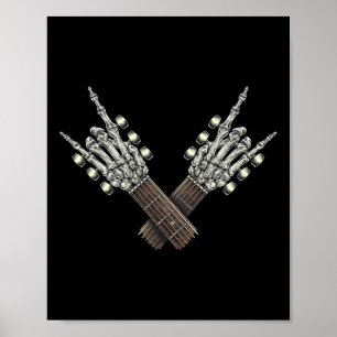 Póster Rock On Cuello De Guitarra Rock And Roll Halloween