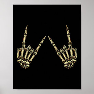 Póster Rock On Rock And Roll Skeleton Hands - Por Concier