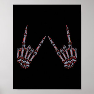 Póster Rock On Rock And Roll Skeleton Hands - Por Concier