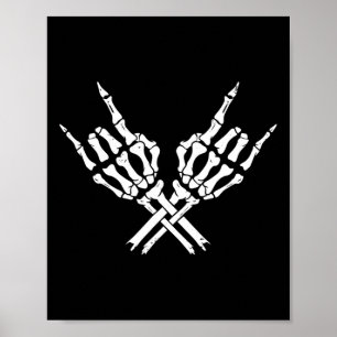 Póster Rock On Rock Star Concert Buddy Skeleton Hands Hal