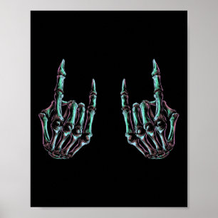 Póster Rock On Rock Star Skeleton Hands - Banda De Concie