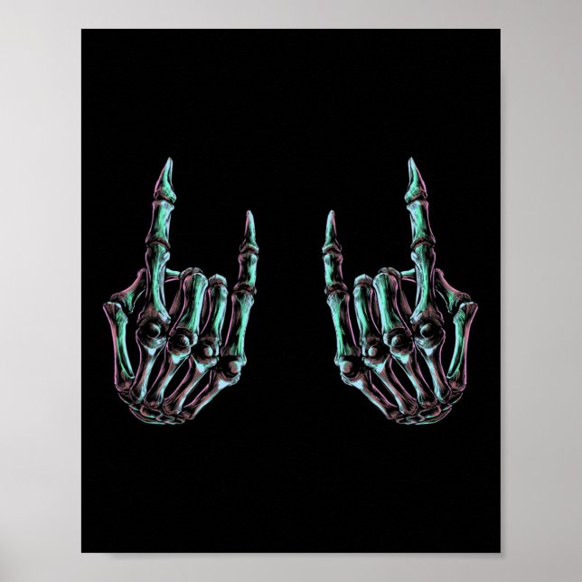 Póster Rock On Rock Star Skeleton Hands - Banda De Concie (Frente)