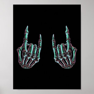Póster Rock On Rock Star Skeleton Hands - Banda De Concie