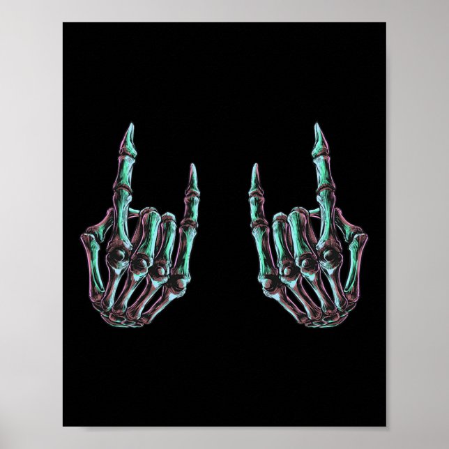 Póster Rock On Rock Star Skeleton Hands - Banda De Concie (Frente)