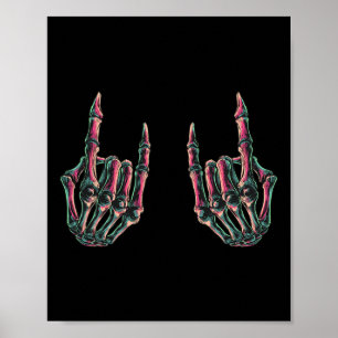 Póster Rock On Rock Star Skeleton Hands - Concierto Bynd