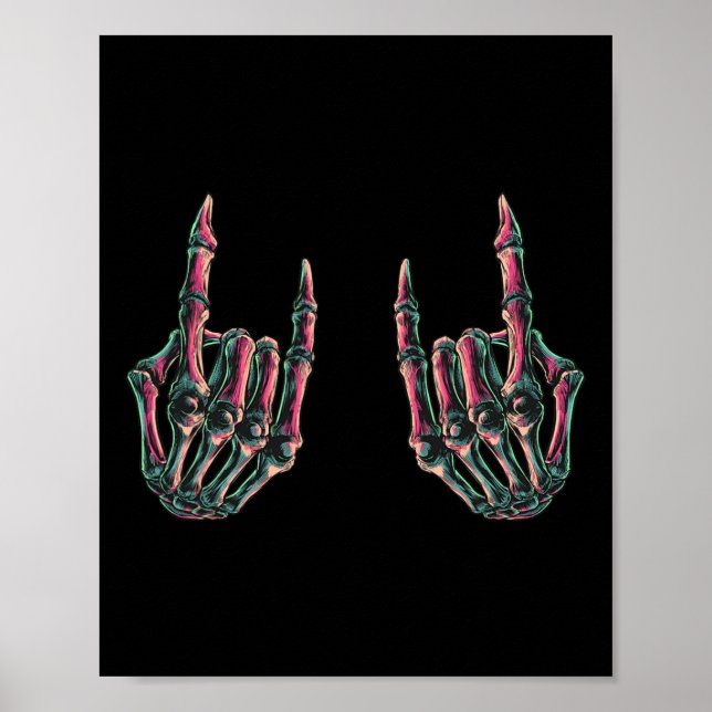 Póster Rock On Rock Star Skeleton Hands - Concierto Bynd  (Frente)