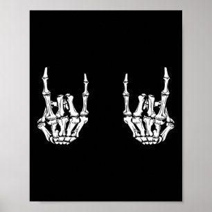 Póster Rock On Rock Star Skeleton Hands Rocker Funny Hall