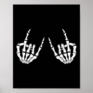 Póster Rock On Rock Star Skeleton Hands Rocker Spooky Hal
