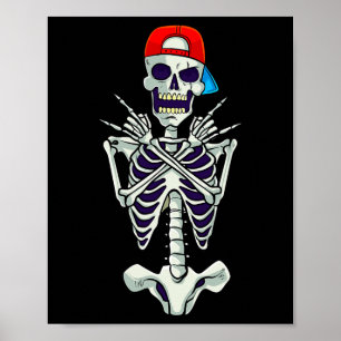 Póster Rock On Rocker Skeleton Hands Costume Funny Hallow