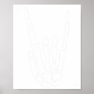 Póster Rock On Skeleton Hand Rótulo - Halloween minimalis