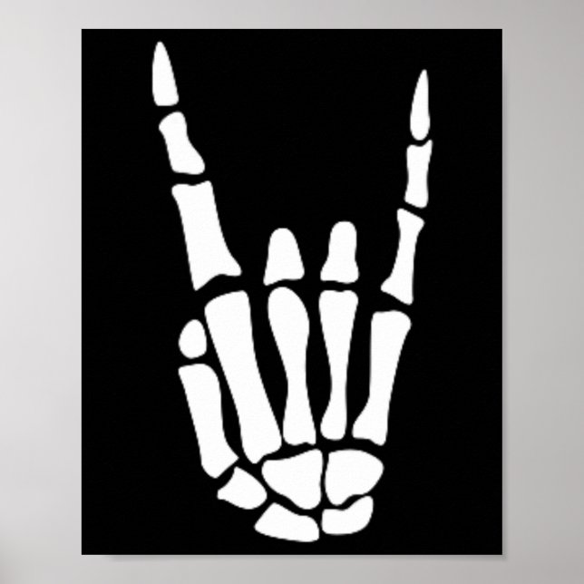 Póster Rock On Skeleton Hand Rótulo - Halloween minimalis (Frente)