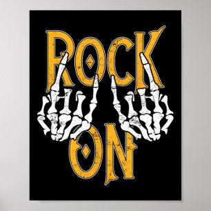 Póster Rock On Skeleton Mands Rock And Roll Concierto Met