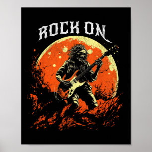 Póster Rock On Skeleton Tocando Rock De Guitarra Y Rollo 