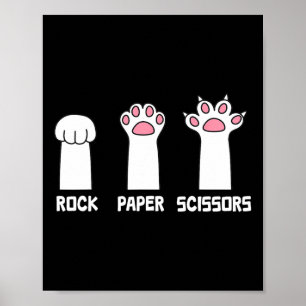 Póster Rock Paper Scissors Cat Paws Game Cuw Funny C