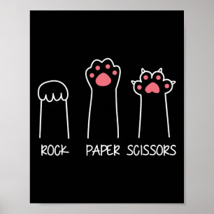 Póster Rock Paper Scissors Hand Game Meme Animal Paw Cat