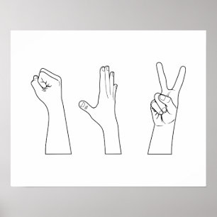 Póster Rock Paper Scissors Hands