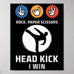 Póster Rock Paper tijera cabeza ganadora Funny Taekwondo 