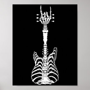 Póster Rock & Roll Skeleton Guitar Music Lover Gift