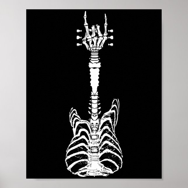 Póster Rock & Roll Skeleton Guitar Music Lover Gift (Frente)