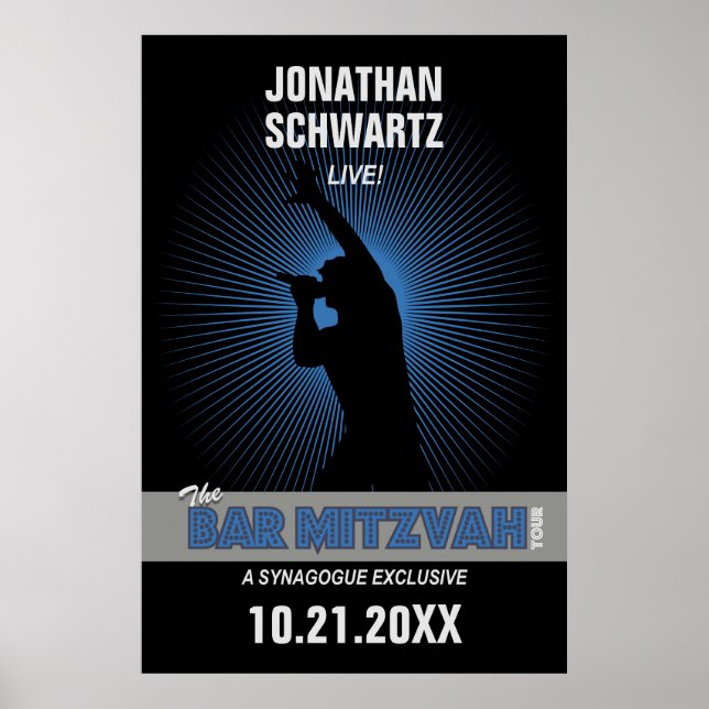 Póster Rock Star Bar Mitzvah Poster Black Silver Blue (Frente)