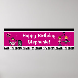 Póster Rock Star Birthday Banner 40x12