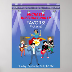 Póster Rock Star Boys Band Birthday Party