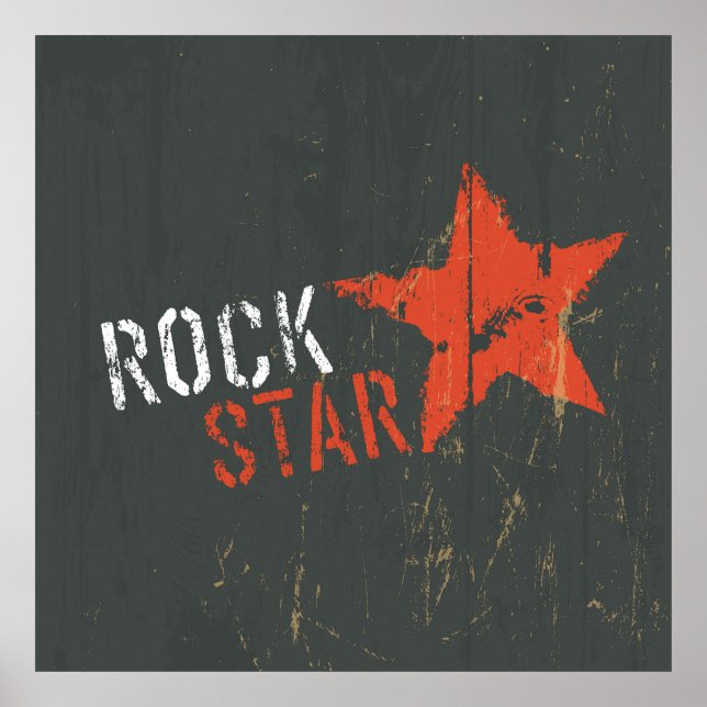 Póster Rock Star Distressed Grunge Red Star (Frente)