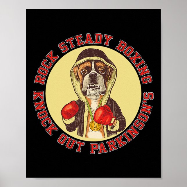 Póster Rock Steady Boxing Parkinson - Perro Boxer con Re (Frente)