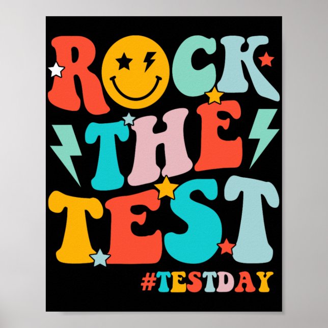 Póster Rock The Test Day Motivational Students Ki (Frente)