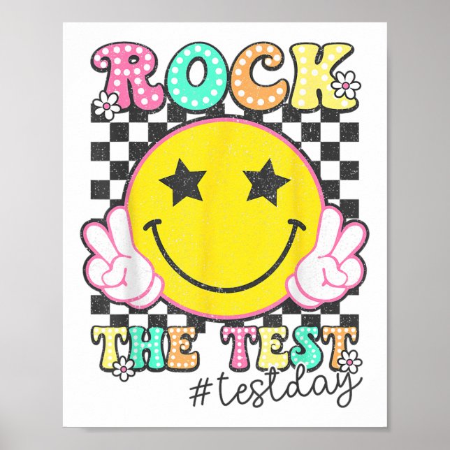 Póster Rock The Test Day Retro Motivational Teach (Frente)