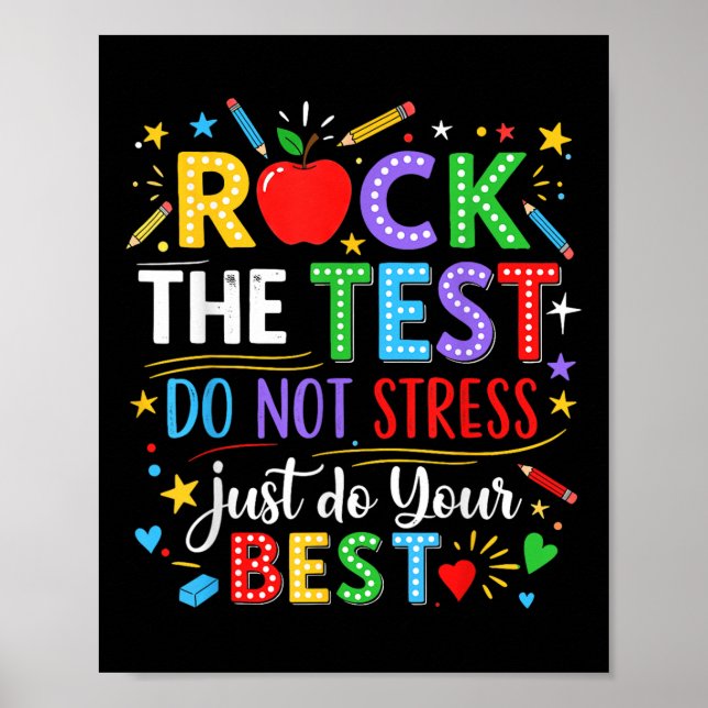 Póster Rock The Test Day Testing Day Funny Teachers Wo (Frente)