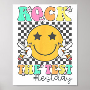 Póster Rock The Test Motivation Test Day Smile Face Tes