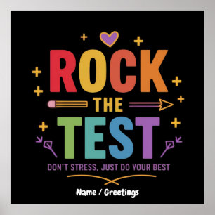 Póster Rock the Test no enfatiza la motivación divertida