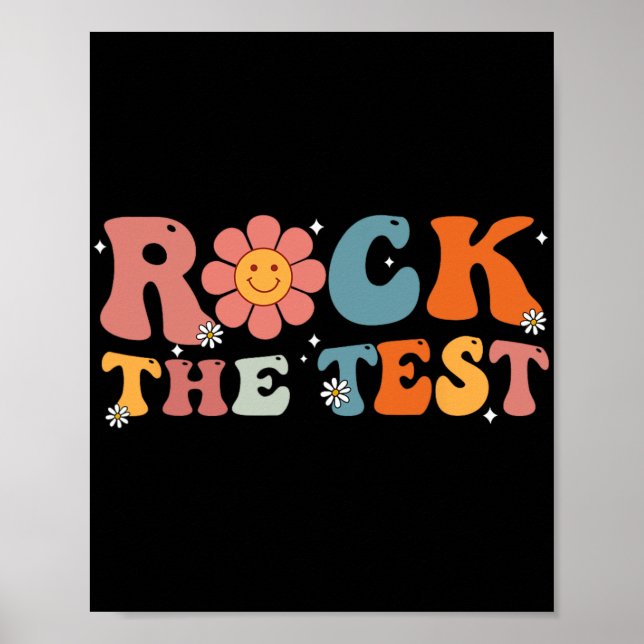 Póster Rock The Test Teacher Test Day Test Day Testing Te (Frente)